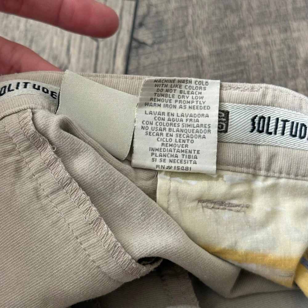 Solitude Pleated Linen Blend Shorts Beige Tan Mens 36 Tropical Lining Chino Golf